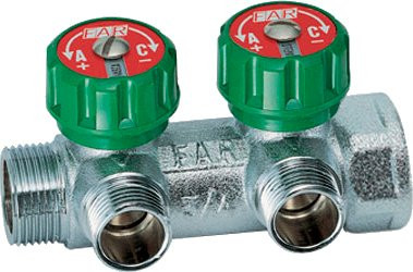 Коллектор FAR 1&quot; х 3/4&quot; 2 выхода, регулирующий, плоское уплотнение