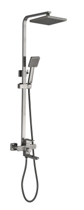 FS02C Душевая стойка со смесителем нержавейка, хром EvaGold