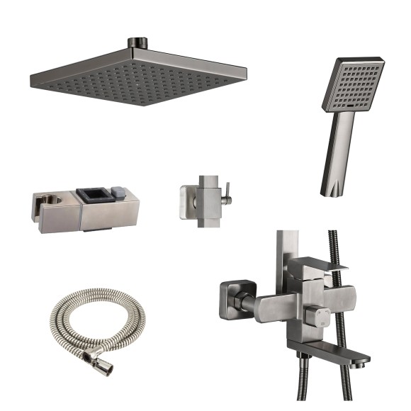 FS02C Душевая стойка со смесителем нержавейка, хром EvaGold FS02C Душевая стойка со смесителем нержавейка, хром EvaGold