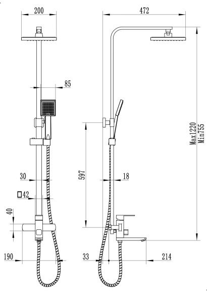 FS02C Душевая стойка со смесителем нержавейка, хром EvaGold FS02C Душевая стойка со смесителем нержавейка, хром EvaGold