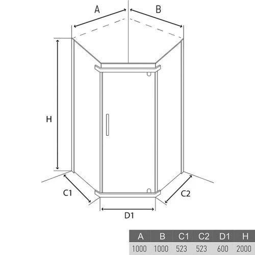 Душевое ограждение Alex Baitler AB245-100 (1000x1000x2000) пятиугольное, тонированное Душевое ограждение Alex Baitler AB245-100 (1000x1000x2000) пятиугольное, тонированное