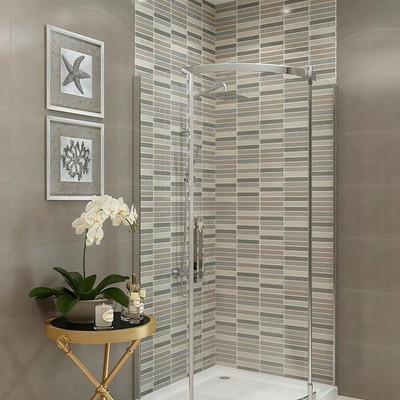 EG4B Душевое ограждение полукруг EvaGold 100х100, профиль черный матовый, прозрачное стекло