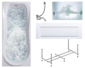 Комплект Акриловая ванна TIMO KATA1880+Каркас + Слив-перелив+Гидромассаж 6 форсунок+Фронтальная панель