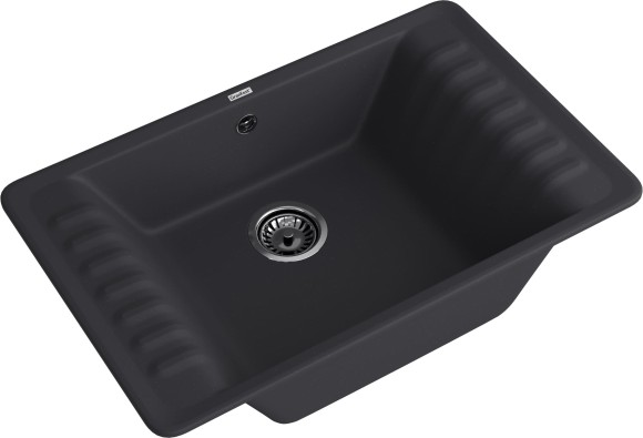 GRANFEST  Мойка QUARZ 71  1-чаша+крыло 760*480мм черный арт.GF-ZW-