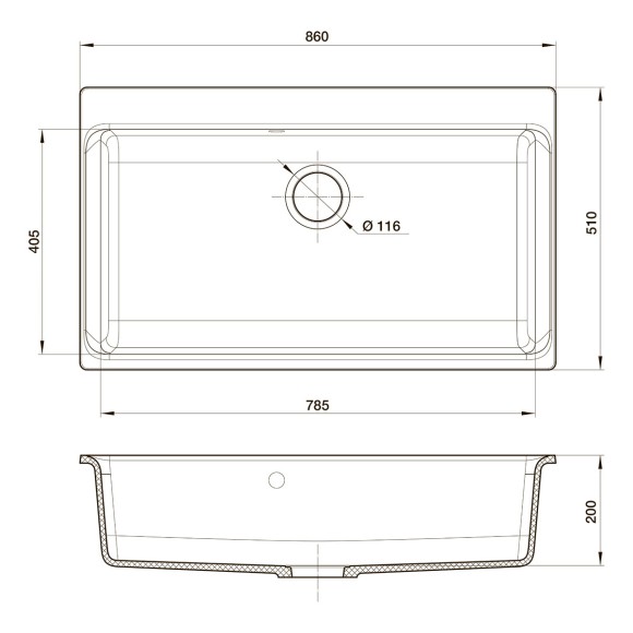 Мойка кухонная RIVELATO Axel 90, 860x510, Х-90 антрацит, кварц Мойка кухонная RIVELATO Axel 90, 860x510, Х-90 антрацит, кварц