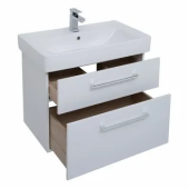 Тумба Q MAX, 70 см, подвесная, 2 ящика, белый глянец