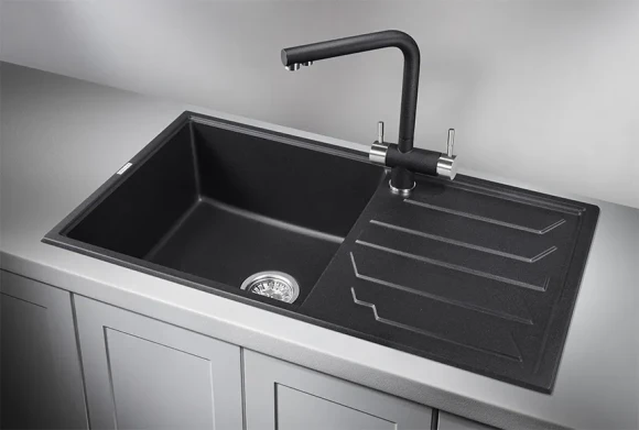 8601, ЧЁРНЫЙ, кухонная мойка, кварц 8601, ЧЁРНЫЙ, кухонная мойка, кварц