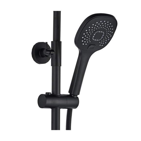 FS03B Душевая стойка со смесителем латунь, черный с терморегуляцией EvaGold