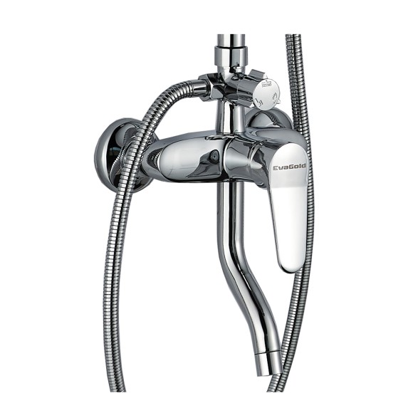 FS04C Душевая стойка со смесителем латунь, хром EvaGold FS04C Душевая стойка со смесителем латунь, хром EvaGold