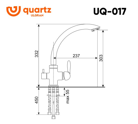 Cмеситель ULGRAN Quartz UQ-017-08, космос