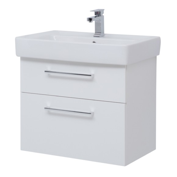 Тумба Q MAX, 80 см, подвесная, 2 ящика, белый глянец Тумба Q MAX, 80 см, подвесная, 2 ящика, белый глянец