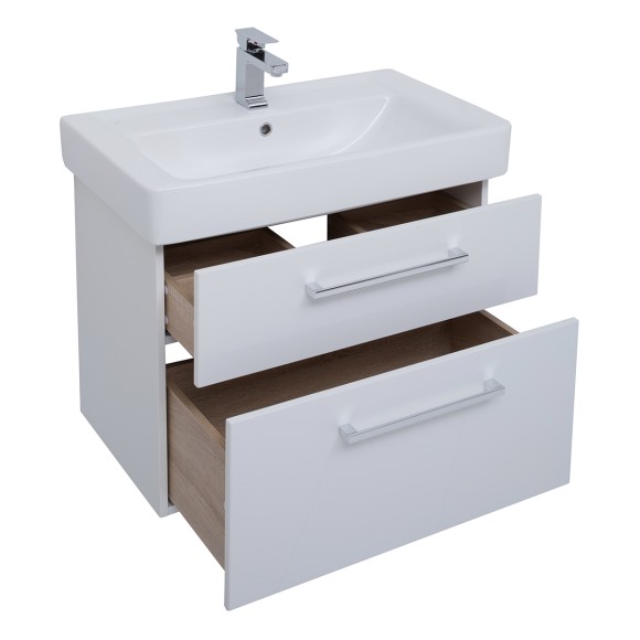 Тумба Q MAX, 80 см, подвесная, 2 ящика, белый глянец Тумба Q MAX, 80 см, подвесная, 2 ящика, белый глянец