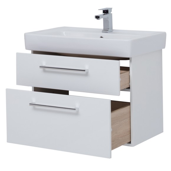 Тумба Q MAX, 80 см, подвесная, 2 ящика, белый глянец Тумба Q MAX, 80 см, подвесная, 2 ящика, белый глянец