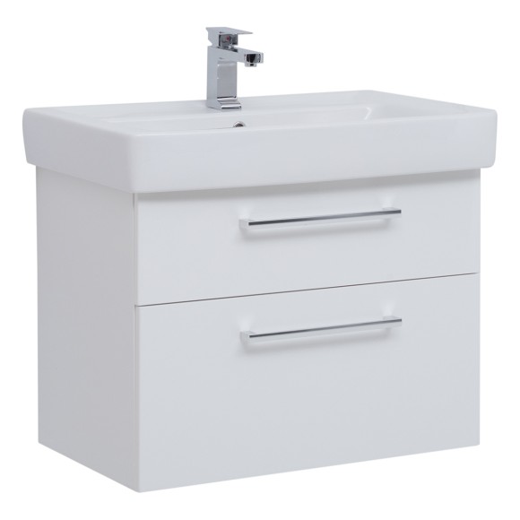 Тумба Q MAX, 80 см, подвесная, 2 ящика, белый глянец Тумба Q MAX, 80 см, подвесная, 2 ящика, белый глянец