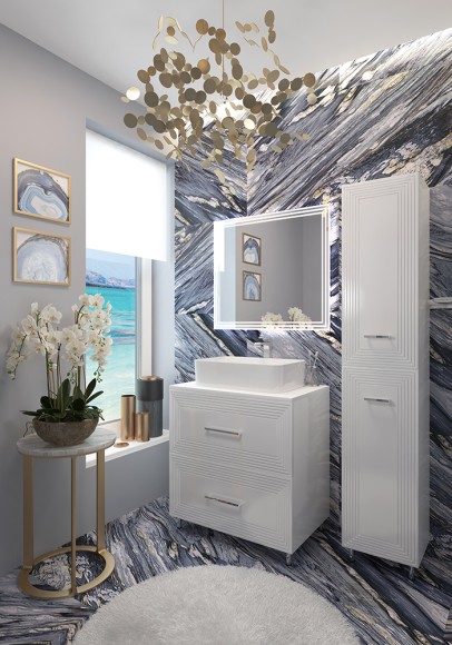 80 Тумба "Francesca 80" белый глянец (ум. Олимпия 560/Гамма 560/Купер 560) с сифоном