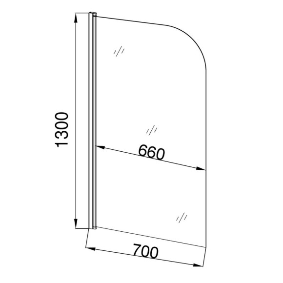 EG5C Душевое ограждение на ванну EvaGold 70*130, профиль хром, прозрачное стекло