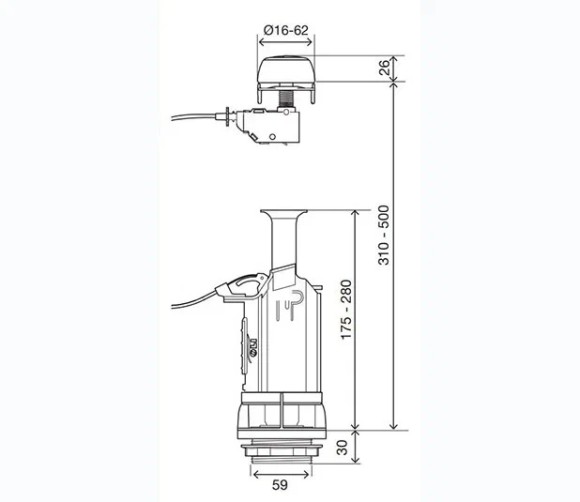 Клапан спускной OLI ATLAS Cable двойного смыва с тросиком