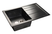 GRANFEST Мойка QUADRO 780L  1-чаша+крыло 770*495мм черный арт.GF-