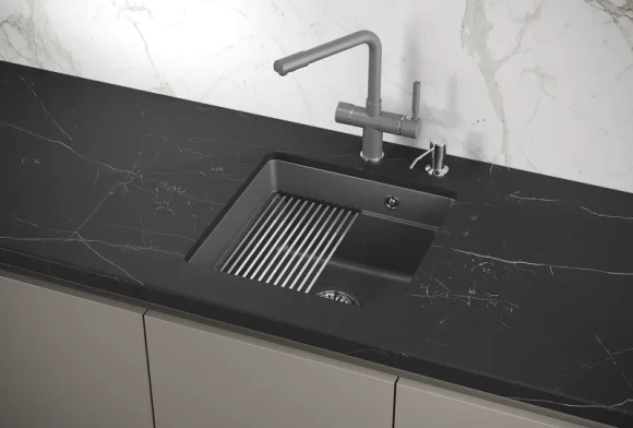 KS-4501U, АЛЮМИНИУМ, кухонная мойка, кварц