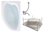 Комплект Акриловая ванна TIMO IVA1595L 150*95*70+Каркас + Слив-перелив