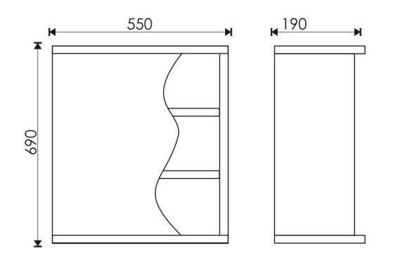 55 Зеркало-шкаф "Wave" 55 (Сосна Карелия)