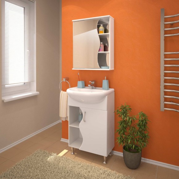 55 Зеркало-шкаф "Wave" 55 (Сосна Карелия)