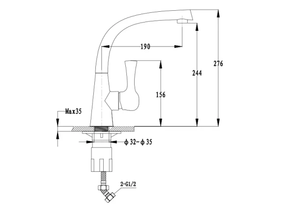 EWIGSTEIN Смеситель для кухни боковой D-40мм бежевый арт.
