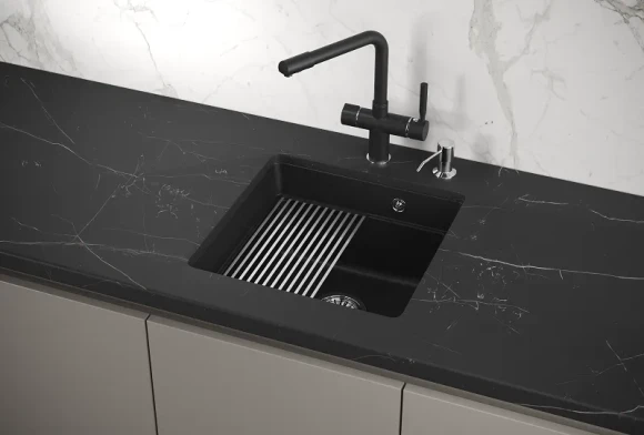 KS-4501U, ЧЁРНЫЙ, кухонная мойка, кварц KS-4501U, ЧЁРНЫЙ, кухонная мойка, кварц