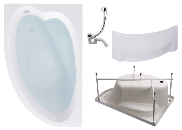 Комплект Акриловая ванна TIMO IVA1595L 150*95*70+Каркас + Слив-перелив+Фронтальная панель