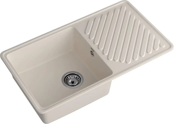 GRANFEST Мойка QUARZ 53  1-чаша+крыло 860*480мм белый арт.GF-ZL-