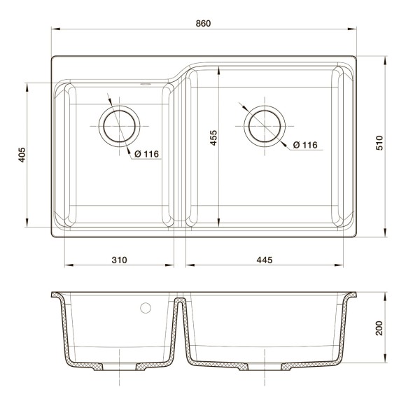Мойка кухонная RIVELATO Axel 90D, 860x510, X-90D серый металлик, кварц Мойка кухонная RIVELATO Axel 90D, 860x510, X-90D серый металлик, кварц