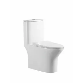 Унитаз-моноблок SM9614 безободковый, сиденье тонкое ДП, арматура (с гофрой и подводкой) 