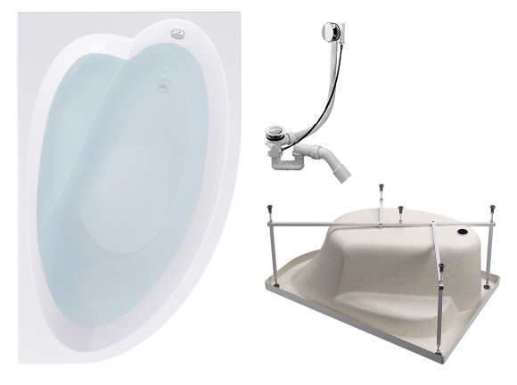 Комплект Акриловая ванна TIMO IVA1595R 150*95*70+Каркас + Слив-перелив