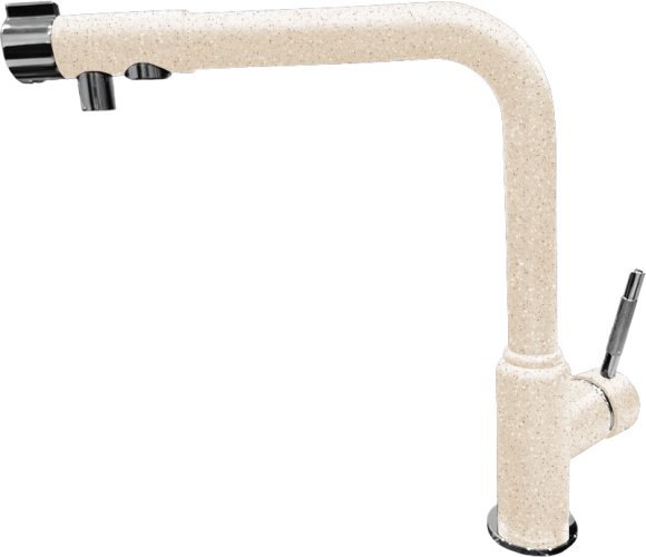 GRANFEST Смеситель для кухни Г-обр. с краном питьевой воды D-35мм бежевый арт.