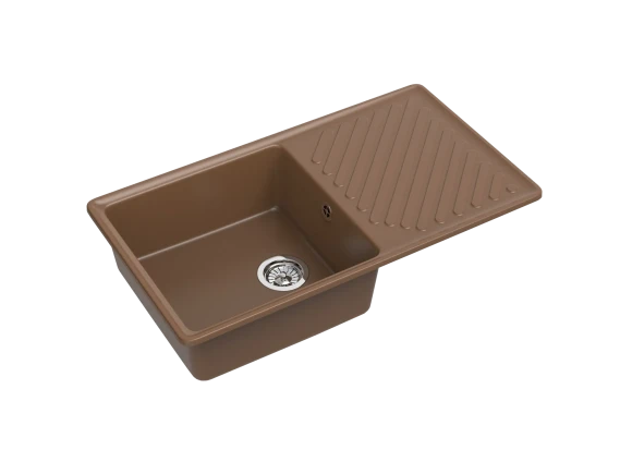 GRANFEST Мойка QUARZ 53  1-чаша+крыло 860*480мм терракот арт.GF-ZL-