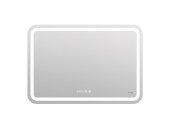 Зеркало LED 050 design pro 80x55 с подсветкой хол. тепл. cвет часы с антизапотеванием прямоугольное Зеркало LED 050 design pro 80x55 с подсветкой хол. тепл. cвет часы с антизапотеванием прямоугольное