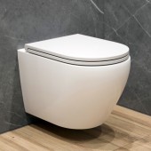 Унитаз подвесной K505T с круговым смывом безободковый, сиденье тонкое ДП, крепления 