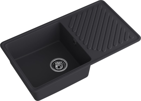 GRANFEST Мойка QUARZ 53  1-чаша+крыло 860*480мм черный арт.GF-ZL-
