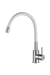 FK03W Смеситель для кухни нержавейка, белый EvaGold