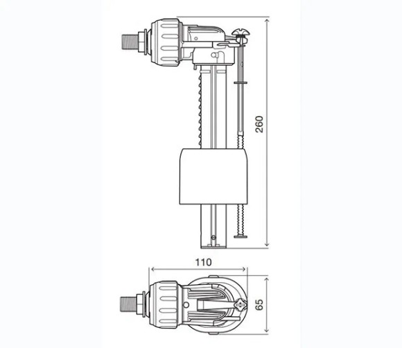 Клапан наполнительный OLI COMPACT с боковой подводкой 3/8 латунь