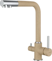 GRANFEST Смеситель для кухни Г-обр. с краном питьевой воды D-35мм песочный арт. GRANFEST Смеситель для кухни Г-обр. с краном питьевой воды D-35мм песочный арт.