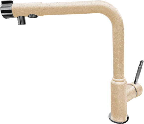 GRANFEST Смеситель для кухни Г-обр. с краном питьевой воды D-35мм песочный арт.