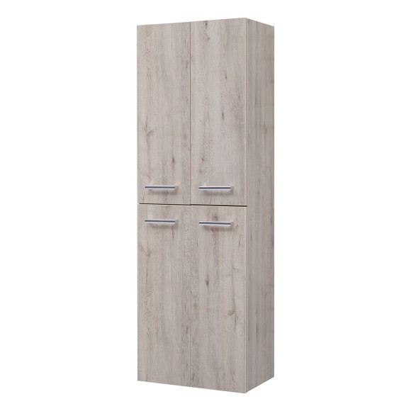 Пенал, 50 см, подвесной/напольный, универсальный, 4 дверцы, 4 стеклянные полки, дуб кантри