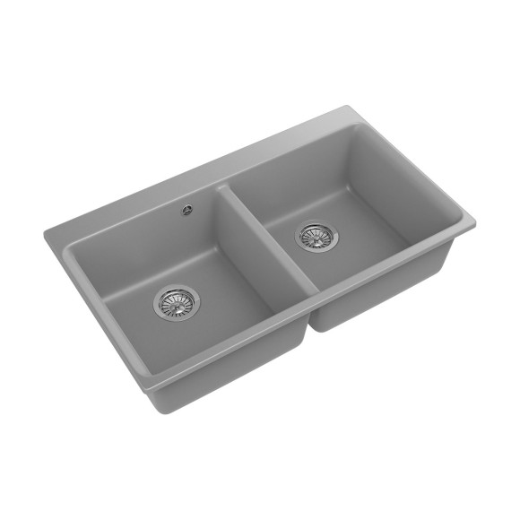 Мойка кухонная RIVELATO Axel 90-2D, 860x510, X-90-2D серый металлик, кварц