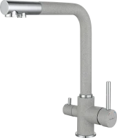 GRANFEST Смеситель для кухни Г-обр. с краном питьевой воды D-35мм серый арт. GRANFEST Смеситель для кухни Г-обр. с краном питьевой воды D-35мм серый арт.