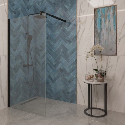 EG6B Душевая шторка EvaGold 100*190, профиль черный матовый, прозрачное стекло