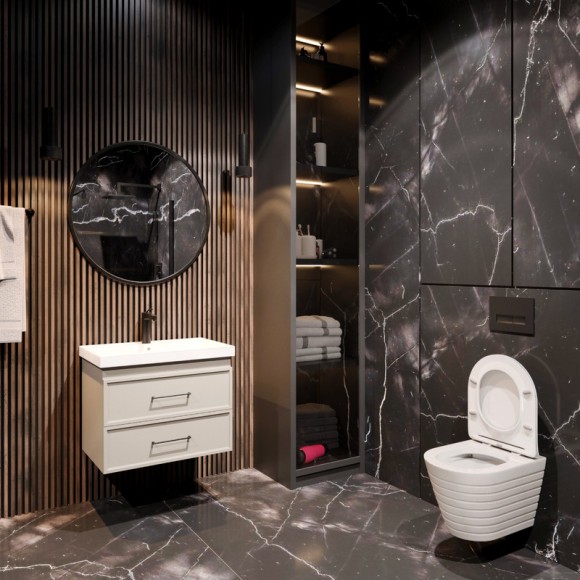 Унитаз подвесной K703 безободковый, сиденье тонкое ДП, крепления 