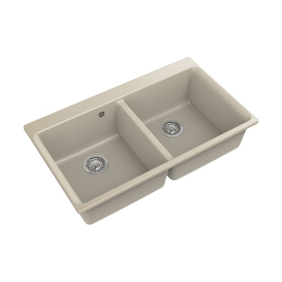 Мойка кухонная RIVELATO Axel 90-2D, 860x510, X-90-2D темно-бежевый, кварц