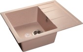 GRANFEST Мойка QUADRO 650L  1-чаша+крыло 650*500мм светло-розовый арт.GF-
