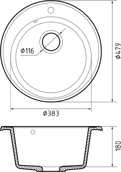 GRANFEST Мойка QUARZ 08  1-чаша D-480мм бежевый арт.GF-Z-